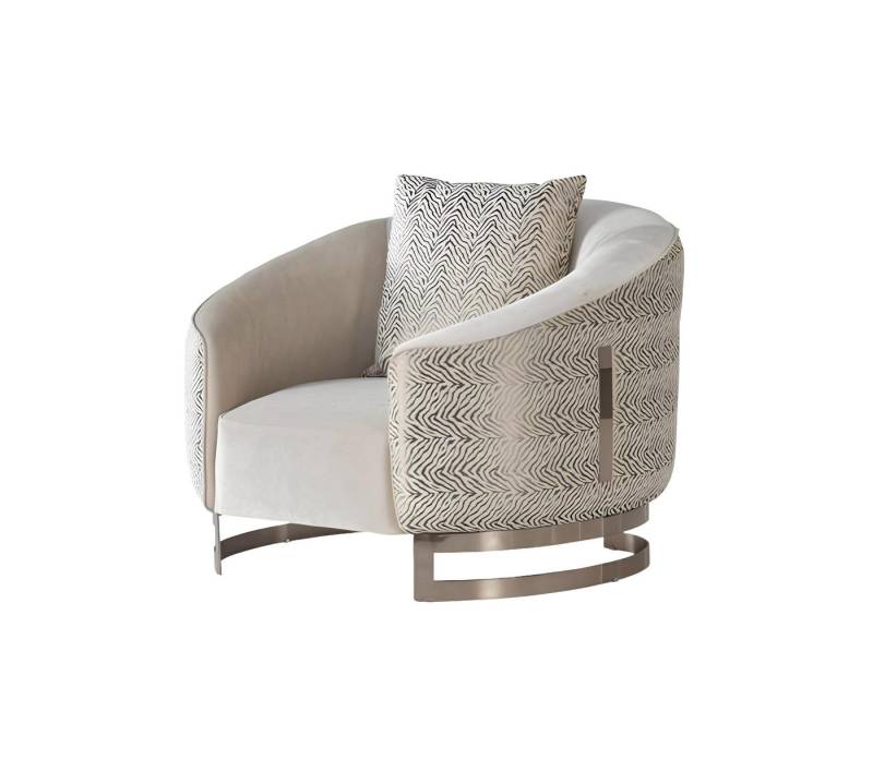 Xlmoebel Sessel Luxuriöser Sitzmöbel in Beige und Gold mit Kissen und Edelstahlgestell (Sessel), Hergestellt in Europa von Xlmoebel