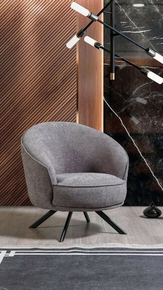 Xlmoebel Cocktailsessel Moderne Graue Wohnzimmerstuhl Design Luxus Möbel Polsterartikel (1-St., 1x nur Sessel), Hergestellt in Europa von Xlmoebel