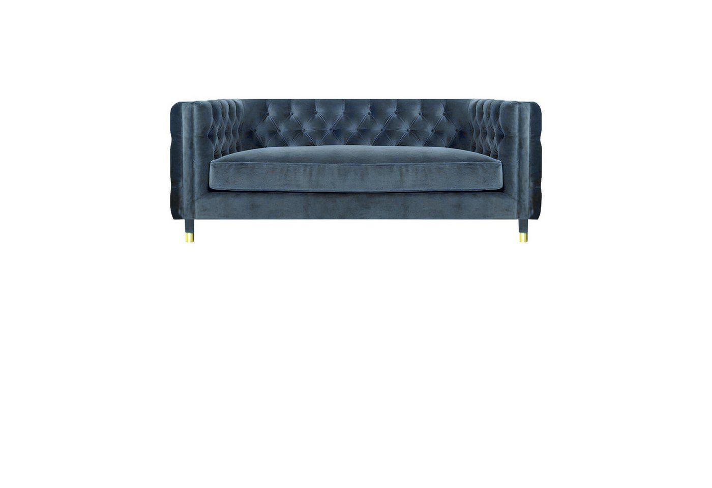 Xlmoebel Sessel Moderne Textil-Chesterfield-Wohnzimmergarnitur in Blau von Designer (3tlg Wohnzimmer Set (Sofa 3 Sitzer + 2x Sessel), Hergestellt in Europa von Xlmoebel