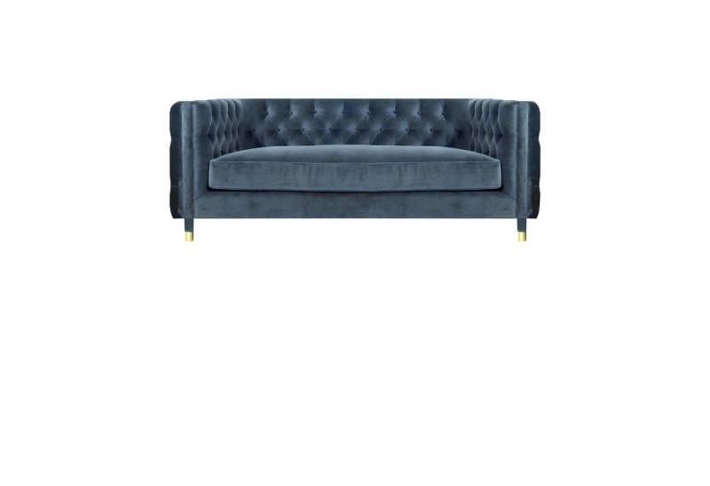 Xlmoebel Sessel Moderne Textil-Chesterfield-Wohnzimmergarnitur in Blau von Designer (3tlg Wohnzimmer Set (Sofa 3 Sitzer + 2x Sessel), Hergestellt in Europa von Xlmoebel