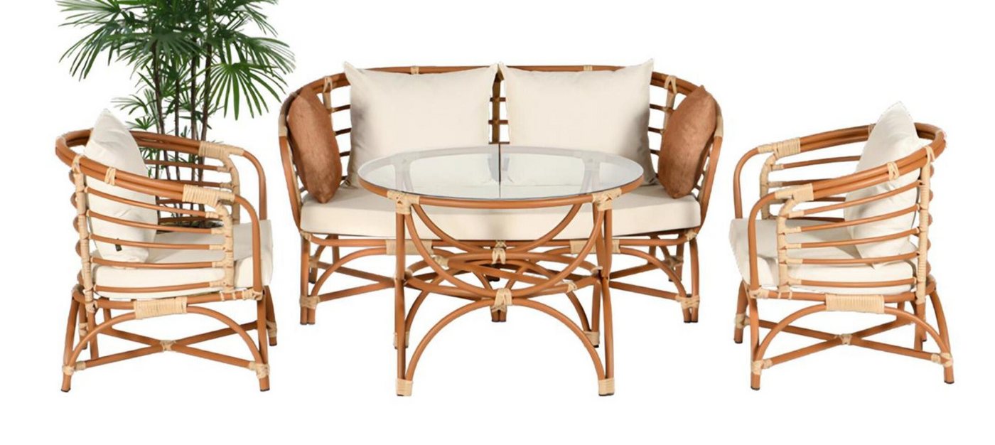 Xlmoebel Gartenlounge-Set Moderne Veranda-Sitzgruppe mit Zweisitzer-Sofa, Tisch und Sessel -, (Garten Möbel Set 4tlg (Sofa 2 Sitzer + 2x Sessel + Couchtisch), Hergestellt in Europa von Xlmoebel