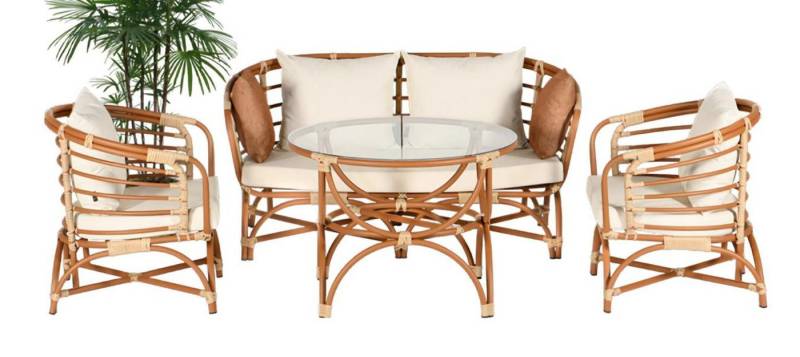 Xlmoebel Gartenlounge-Set Moderne Veranda-Sitzgruppe mit Zweisitzer-Sofa, Tisch und Sessel -, (Garten Möbel Set 4tlg (Sofa 2 Sitzer + 2x Sessel + Couchtisch), Hergestellt in Europa von Xlmoebel