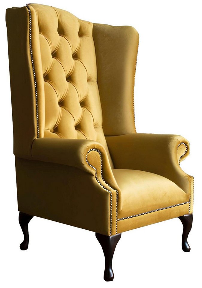 Xlmoebel Ohrensessel Moderner Luxus Ohrensessel in Gelb aus Textil für das Wohnzimmer (Chesterfield Sessel), Hergestellt in Europa von Xlmoebel