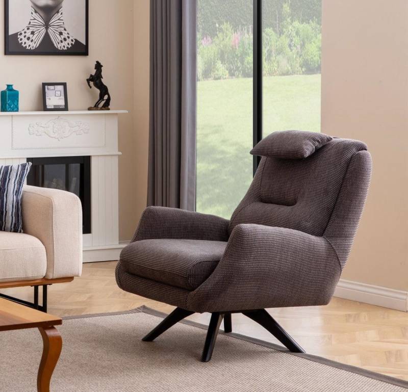 Xlmoebel Sessel Moderner brauner Clubsessel mit Textilpolsterung und Designer-Look. (Sessel), Hergestellt in Europa von Xlmoebel