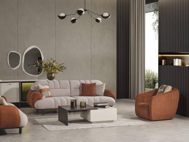Xlmoebel Sessel Modernes Wohnzimmermöbel-Set mit einem Sofa und einem Sessel, Design (3-Sitzer Sofa + Sessel), Hergestellt in Europa von Xlmoebel