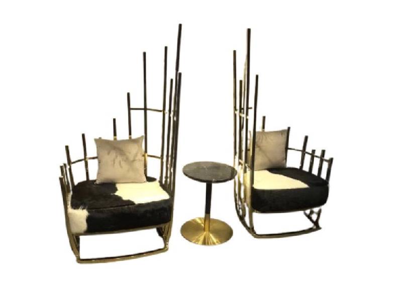 Xlmoebel Sessel Neue Gruppe von vier Lounge-Stühlen aus Metall mit Design, (4-St., 4x Sessel), Hergestellt in Europa von Xlmoebel