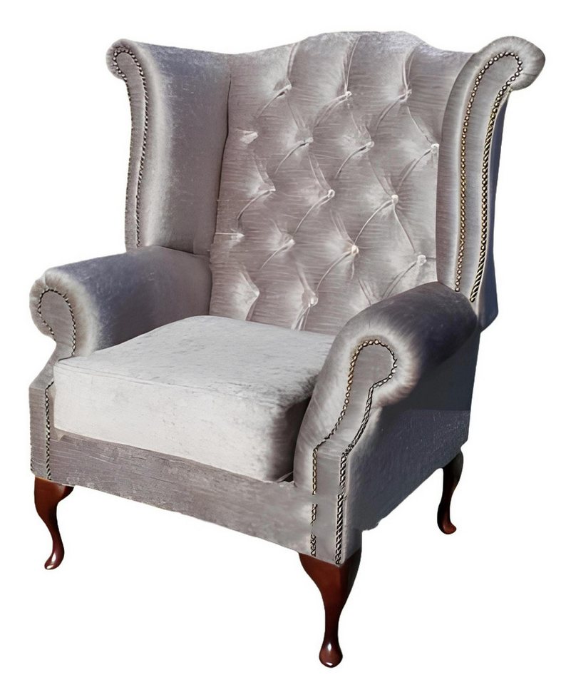 Xlmoebel Ohrensessel Neuer Chesterfield Lounge Ohrenform Relaxsessel (CHESTERFIELD OHRENSESSEL Queen "Silber), Hergestellt in Europa von Xlmoebel