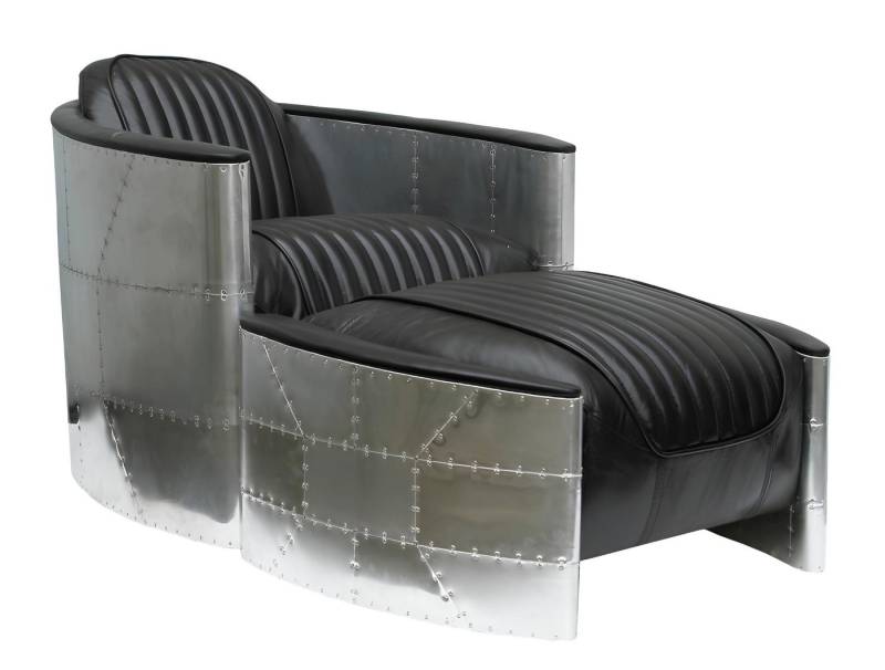 Xlmoebel Sessel Neuer Design Clubsessel aus echtem Vintage-Leder Luxus-Sitzhocker (2-St., Sessel + Hocker), Hergestellt in Europa von Xlmoebel