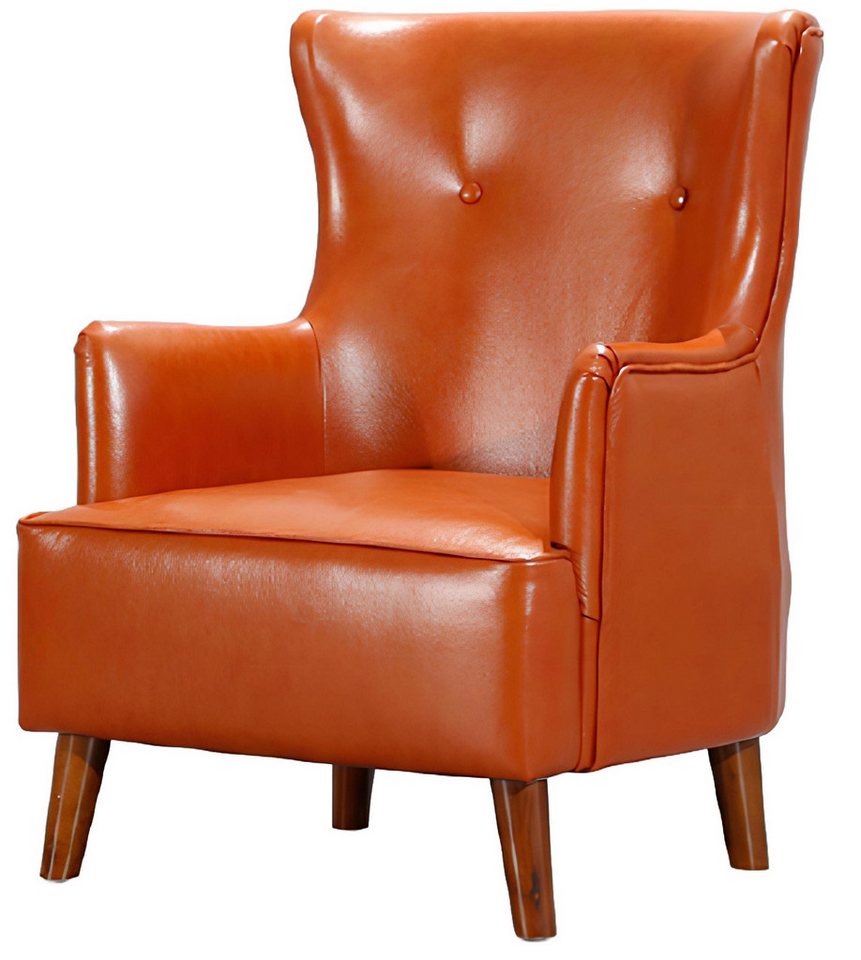 Xlmoebel Ohrensessel Neuer Luxus-Einzelsessel in Orange aus Kunstleder für das Wohnzimmer (Sessel), Hergestellt in Europa von Xlmoebel