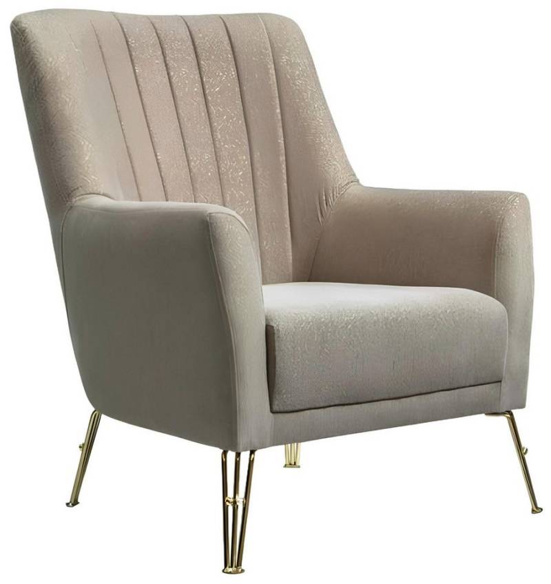 Xlmoebel Loungesessel Neuer Luxus-Relaxsessel in Beige mit Holz und Edelstahlgestell (Sessel), Hergestellt in Europa von Xlmoebel