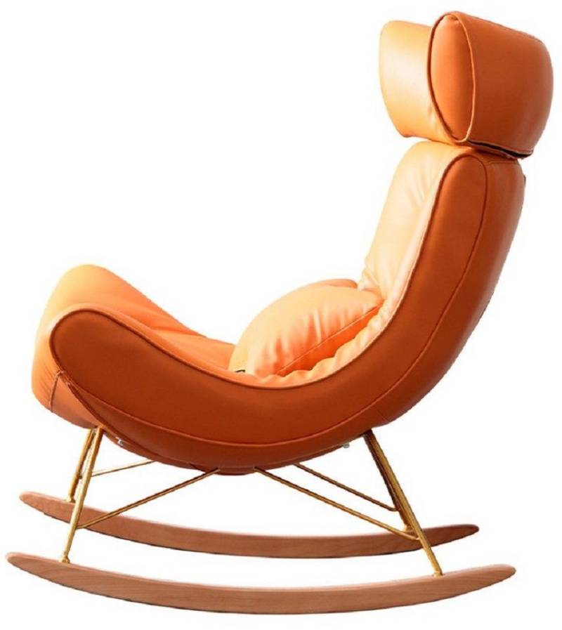 Xlmoebel Schaukelstuhl Neuer eleganter Einzelsitzer in luxuriösem Kunstleder in Orange. (1 St), Hergestellt in Europa von Xlmoebel