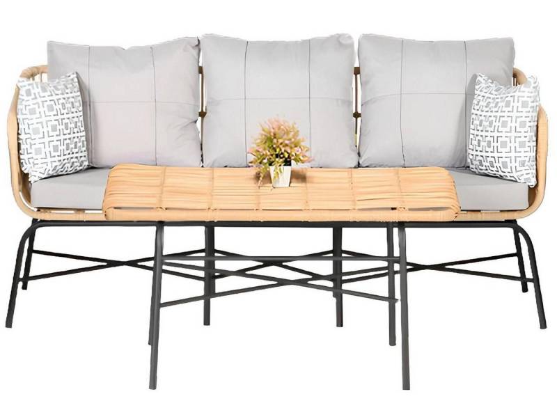 Xlmoebel Gartenlounge-Set Neues Gartenmöbel-Set mit 4 Teilen: Sofa, Tisch, Sessel und, (Garten Möbel Set 4tlg (Sofa 3 Sitzer + 2x Sessel + Couchtisch), Hergestellt in Europa von Xlmoebel