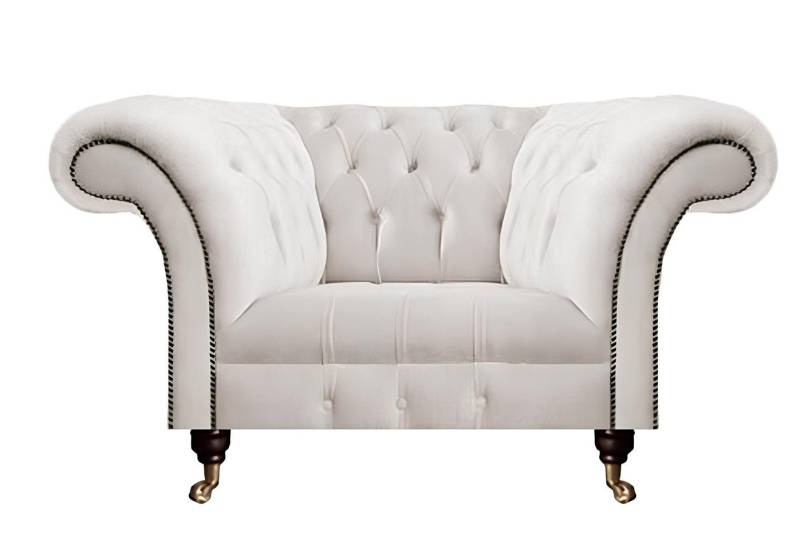 Xlmoebel Sessel Weißer Stoffsessel mit Polsterung und Chesterfield-Design für die (Sessel), Hergestellt in Europa von Xlmoebel