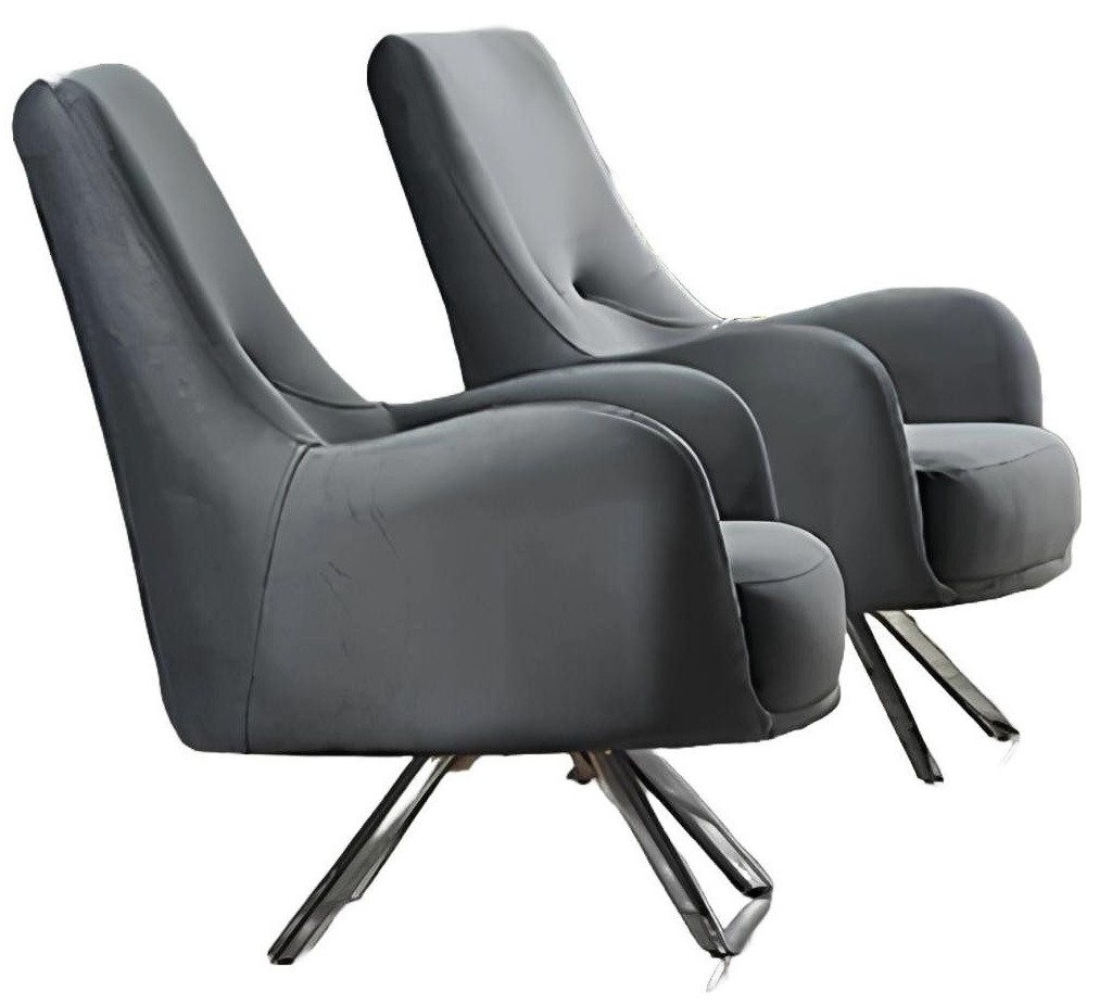 Xlmoebel Loungesessel Zweier-Set Wohnzimmer-Sessel in Grau mit stilvollem Textil-Design (2-St., 2x Sessel), Hergestellt in Europa von Xlmoebel