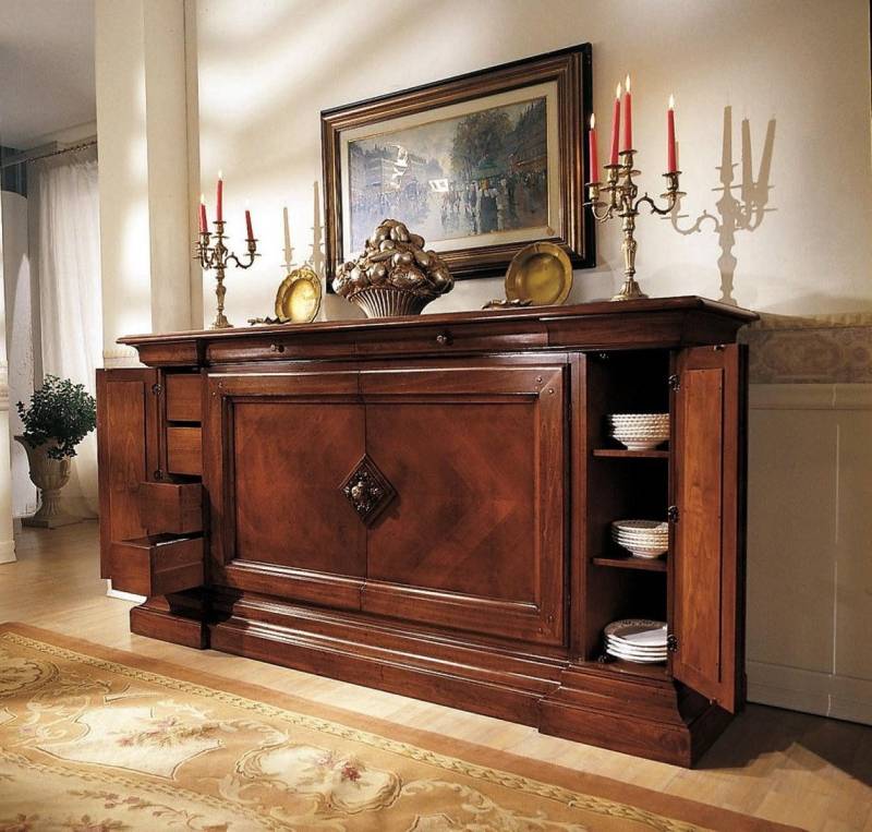 Xlmoebel Kommode Antik-Luxus Anrichte Kommode mit Glas-Regal im antiken Stil (Anrichte), Hergestellt in Europa von Xlmoebel