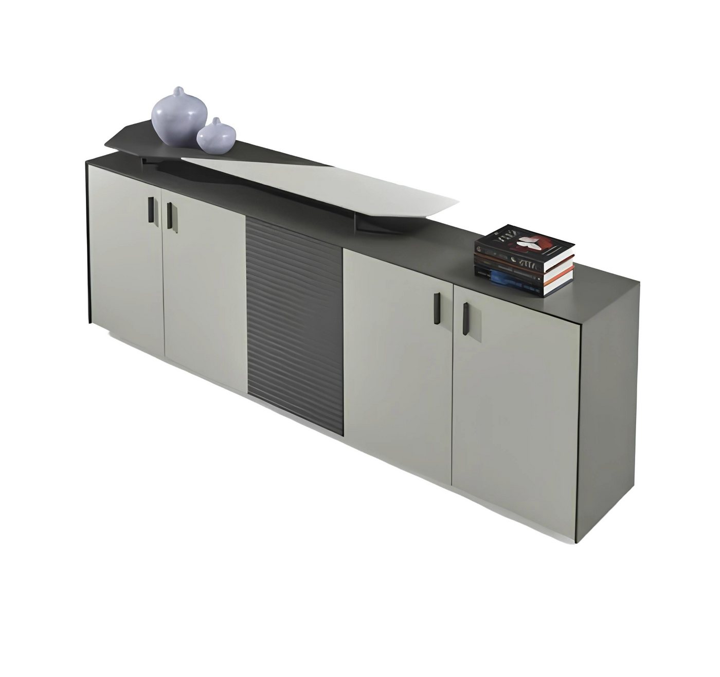 Xlmoebel Aktenschrank Beige Grau Holz Schrank für das Büro - Beistellschrank Büromöbel (1-St., Aktenschrank) Hergestellt in Europa von Xlmoebel