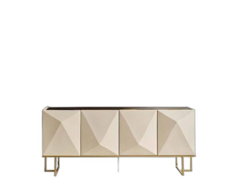 Xlmoebel Sideboard Beige Holz Sideboard mit Spiegel Anrichte Kommode Set (2 St., Sideboard, 3x Spiegel), Hergestellt in Europa von Xlmoebel