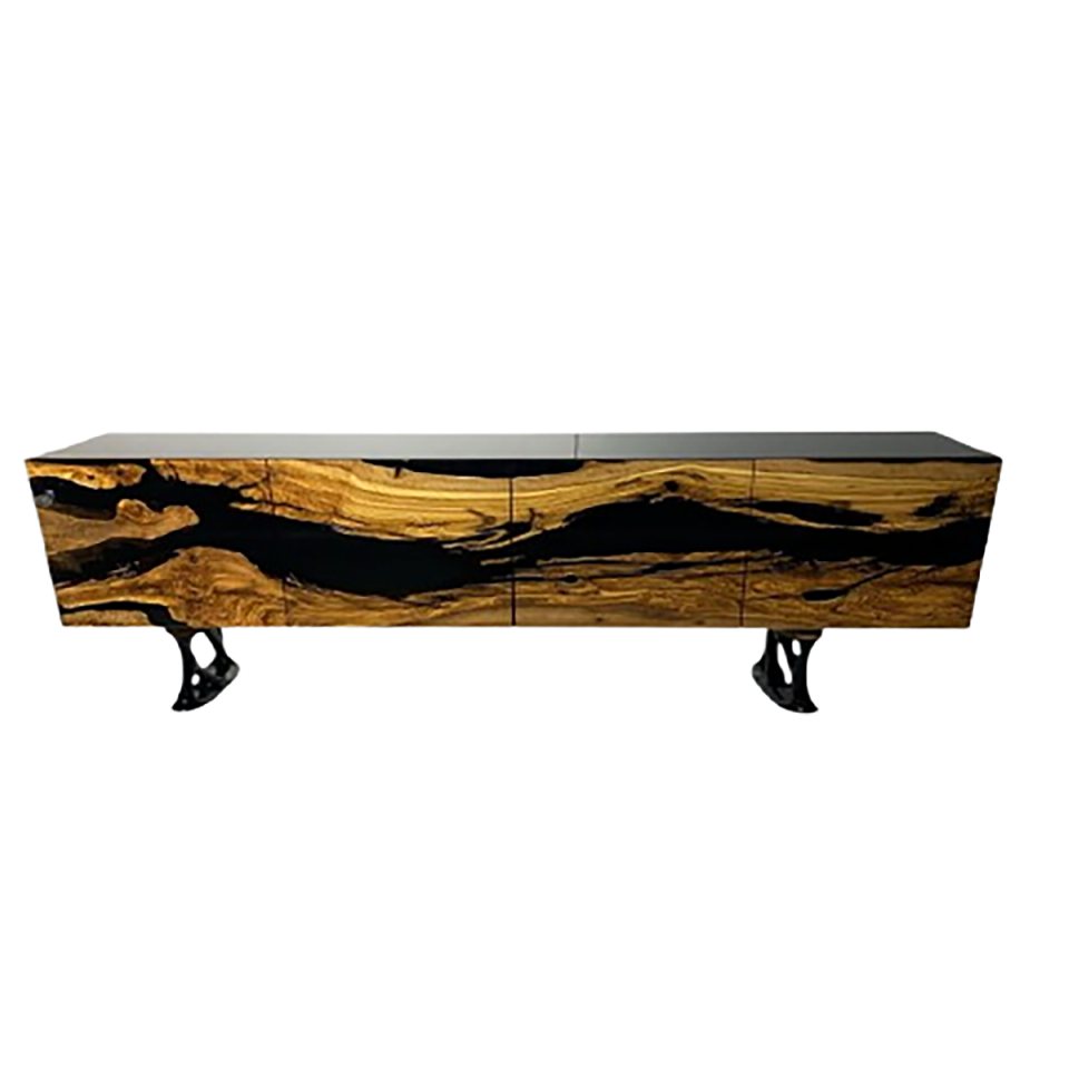 Xlmoebel Sideboard Braunes Wohnzimmer-Holz-Sideboard mit Epoxidharz-Oberfläche (1 St., Sideboard), Hergestellt in Europa von Xlmoebel