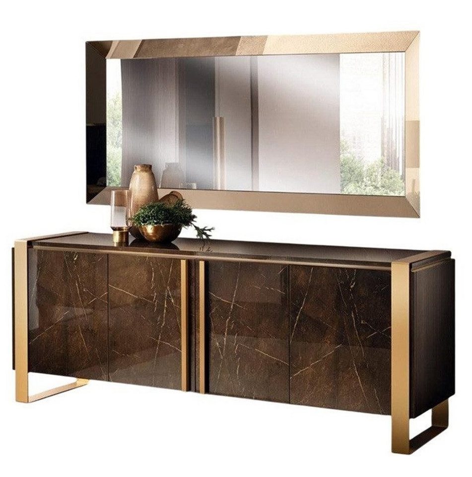 Xlmoebel Kommode Elegante Gestaltung Spiegel Kommode Schrank 2-teilig. Konsolenmöbel (2 St., Sideoboard mit Spiegel), Hergestellt in Europa von Xlmoebel