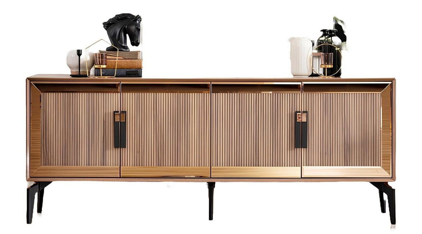 Xlmoebel Sideboard Esszimmer Sideboard Kommode Set mit Spiegel in Gold Holz-Anrichte (Set Sideboard + 2xSpiegel), Hergestellt in Europa von Xlmoebel