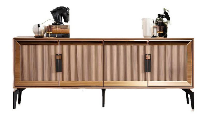 Xlmoebel Sideboard Esszimmer Sideboard Kommode Set mit Spiegel in Gold Holz-Anrichte (Set Sideboard + 2xSpiegel), Hergestellt in Europa von Xlmoebel