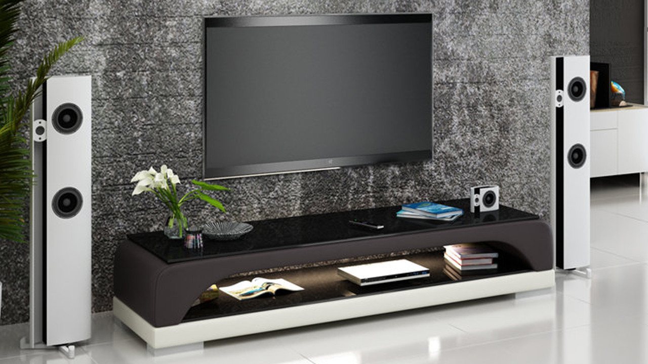 Xlmoebel Sideboard Fernsehtisch aus Leder und Glas, TV-Schrank im Designer-Stil, neu (1 St., Sideboard), Hergestellt in Europa von Xlmoebel