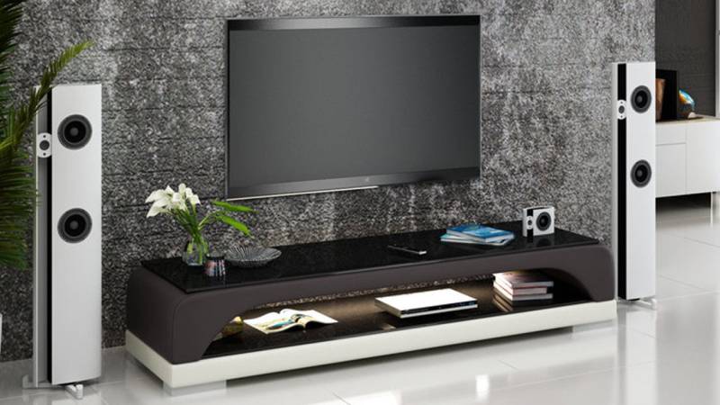 Xlmoebel Sideboard Fernsehtisch aus Leder und Glas, TV-Schrank im Designer-Stil, neu (1 St., Sideboard), Hergestellt in Europa von Xlmoebel