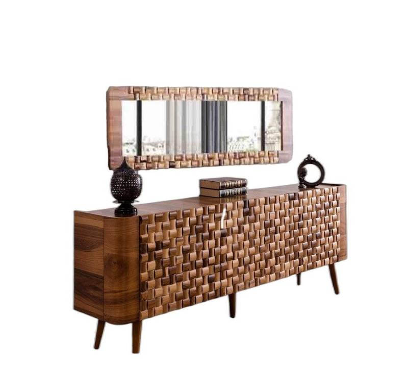 Xlmoebel Sideboard Holz Set italienischer Stil Möbel Kommode Spiegel Sideboard 2er (2 St., Sideboard + Spiegel), Hergestellt in Europa von Xlmoebel