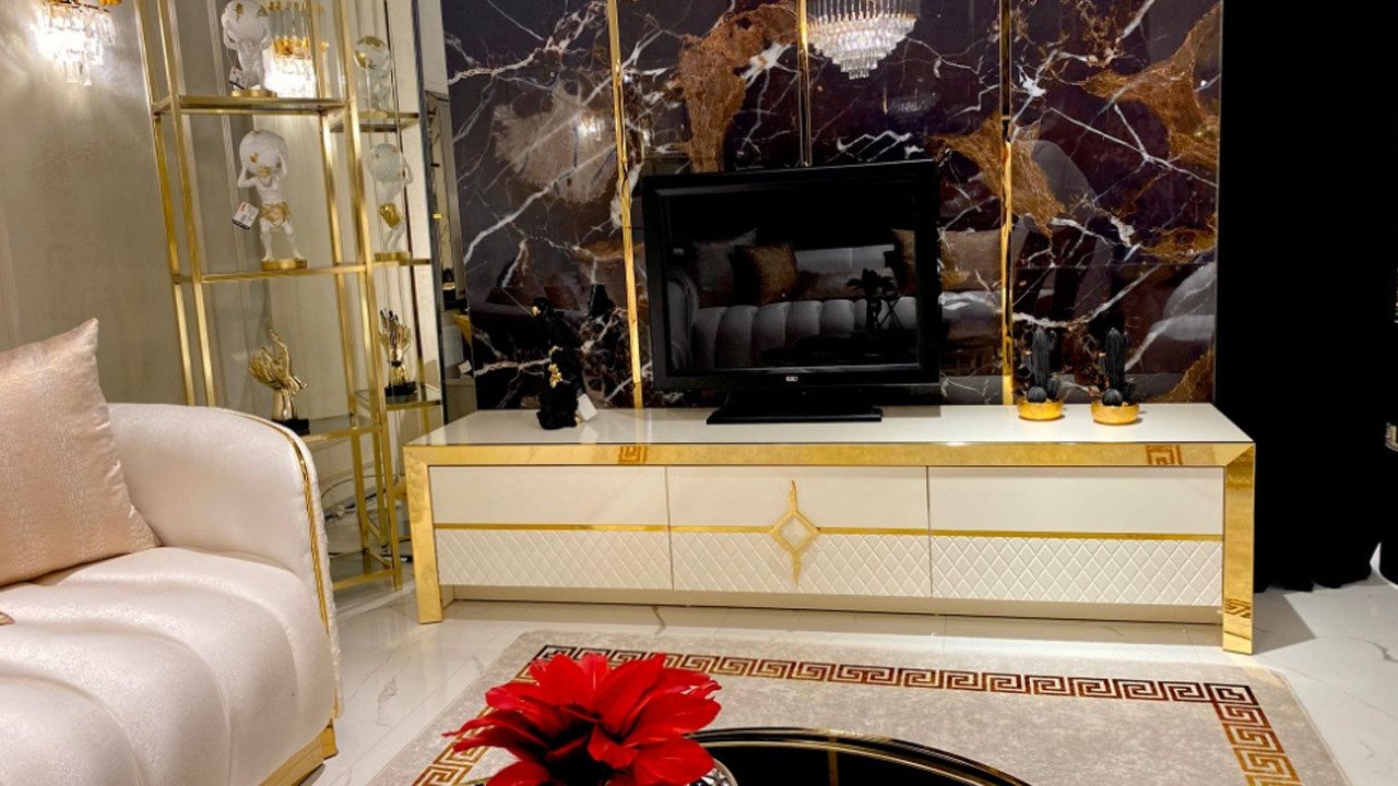 Xlmoebel Lowboard Luxuriöses Holz-Sideboard für das Wohnzimmer mit Spiegel und Konsole (RTV), Hergestellt in Europa von Xlmoebel