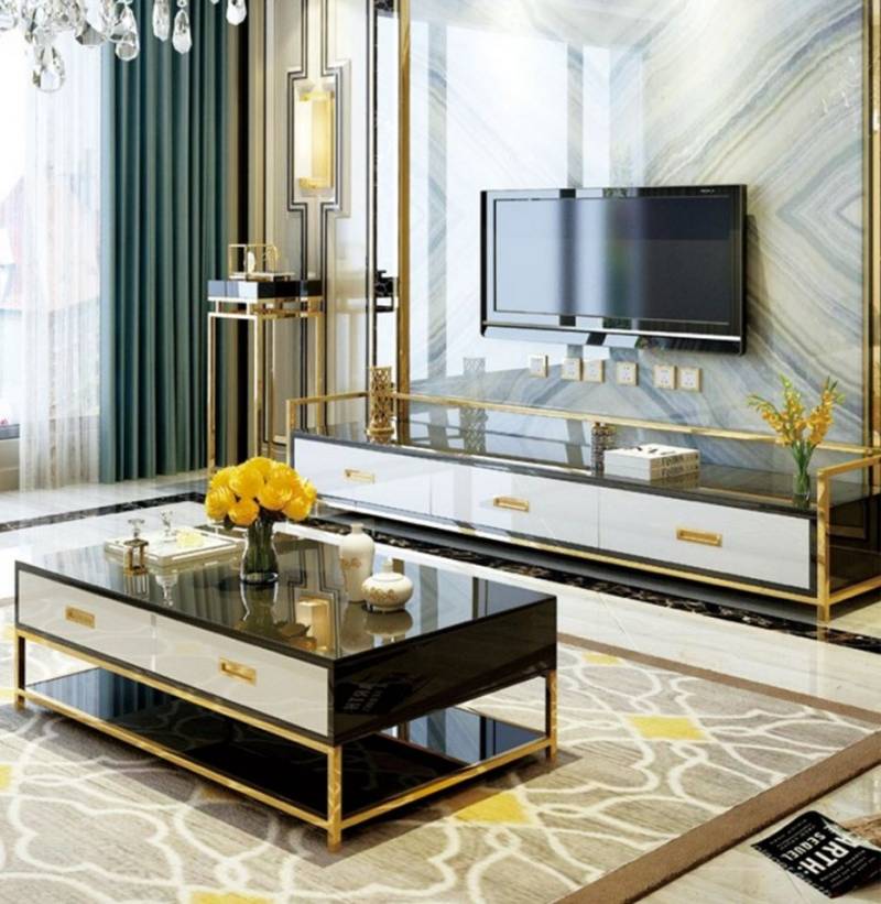 Xlmoebel Sideboard Luxuriöses Metall-Wohnzimmerregal Lowboard Sideboard Design-Kommode (Sideboard), Hergestellt in Europa von Xlmoebel