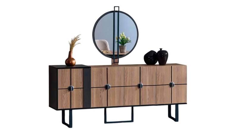 Xlmoebel Sideboard Luxus Sideboard Anrichte mit Spiegel Holz Kommode Garnitur (1 St., 1x Sideboard), Hergestellt in Europa von Xlmoebel