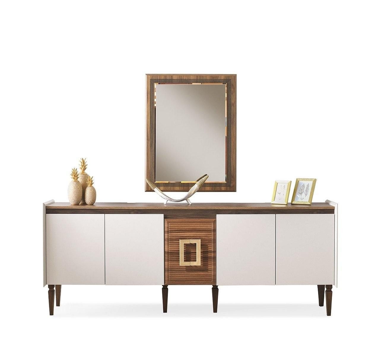 Xlmoebel Sideboard Moderne braune Holzkommode mit Spiegel als Teil einer Gruppe von (Sideboard + Spiegel), Hergestellt in Europa von Xlmoebel