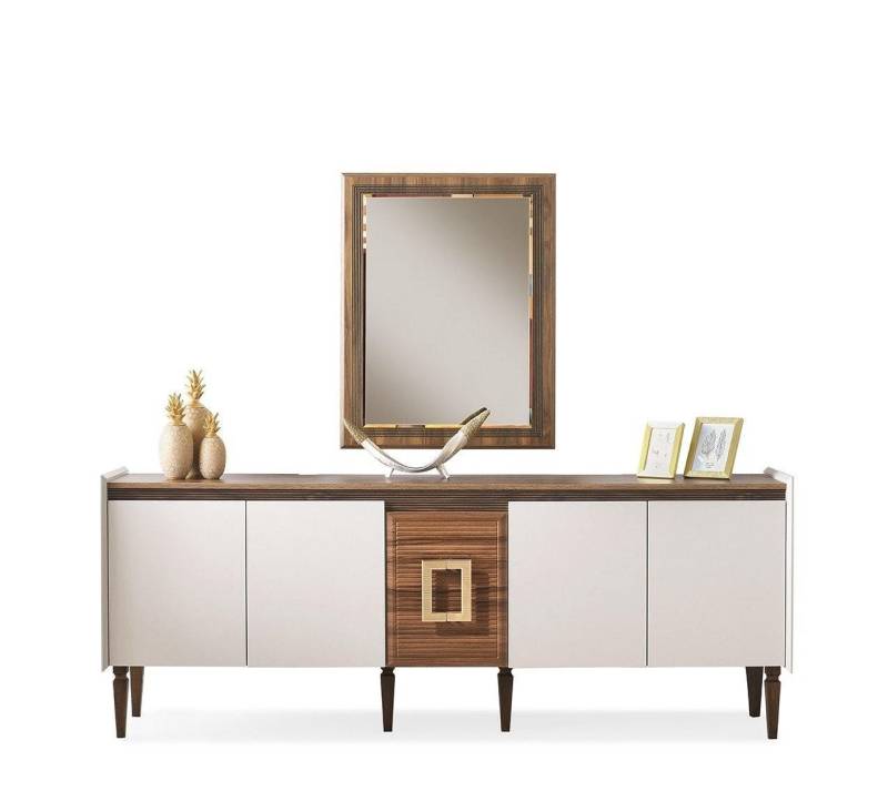Xlmoebel Sideboard Moderne braune Holzkommode mit Spiegel als Teil einer Gruppe von (Sideboard + Spiegel), Hergestellt in Europa von Xlmoebel