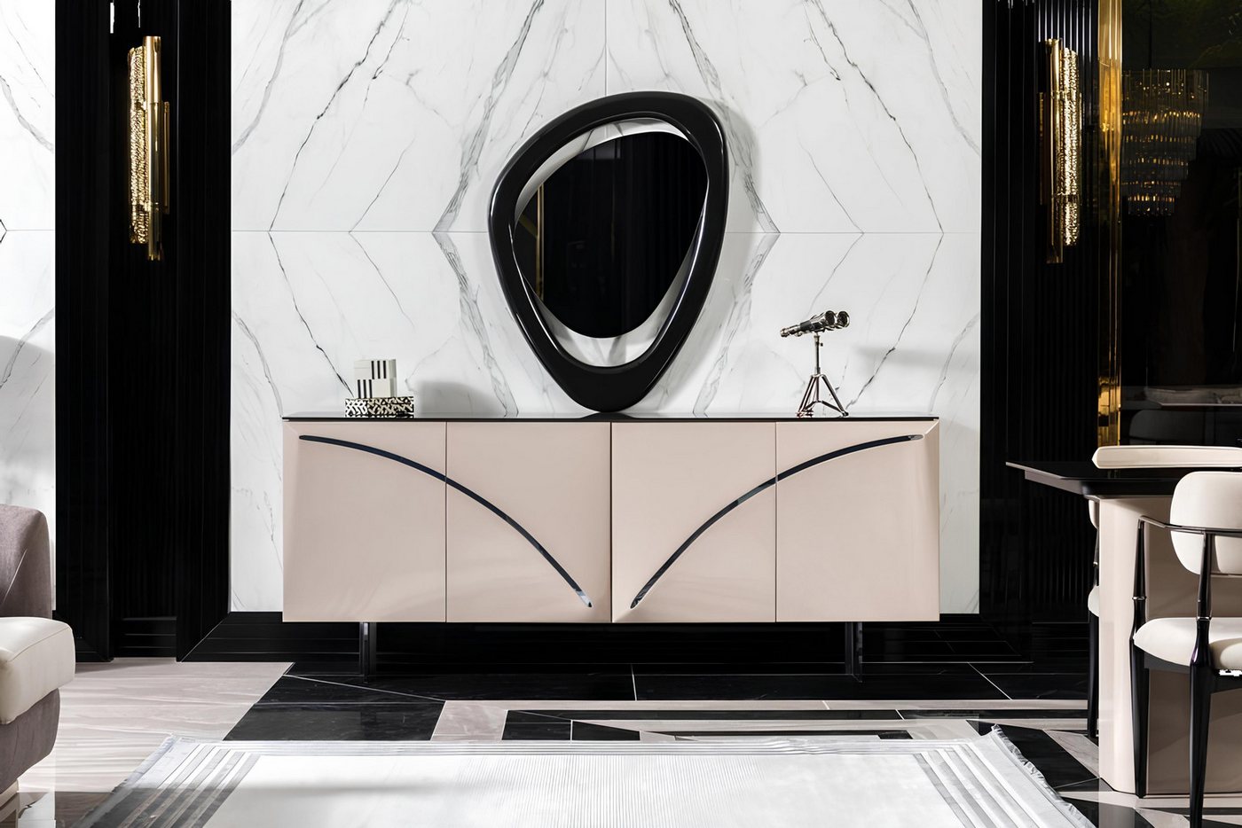 Xlmoebel Sideboard Modernes Holz-Möbel in Beige mit hochwertigem Design und Tisch-Stil (Sideboard), Hergestellt in Europa von Xlmoebel