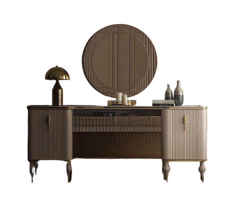 Xlmoebel Sideboard Modernes Wohnzimmermöbel-Set mit luxuriösem Glas-Sideboard (1 St., Sideboard + Spiegel), Hergestellt in Europa von Xlmoebel