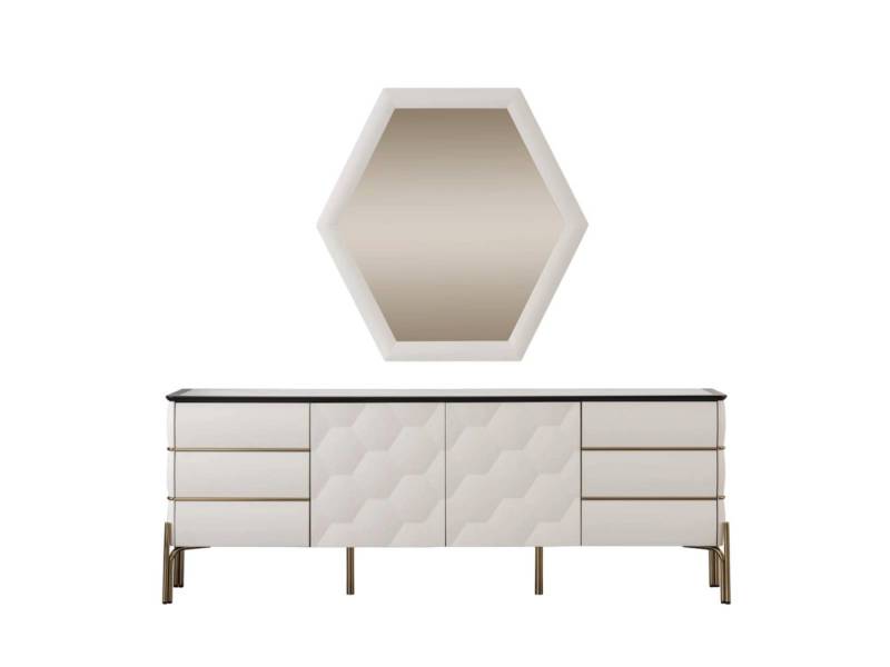 Xlmoebel Sideboard Modernes weißem Sideboard und großem Spiegel (2 St., Sideboard + Spiegel), Hergestellt in Europa von Xlmoebel