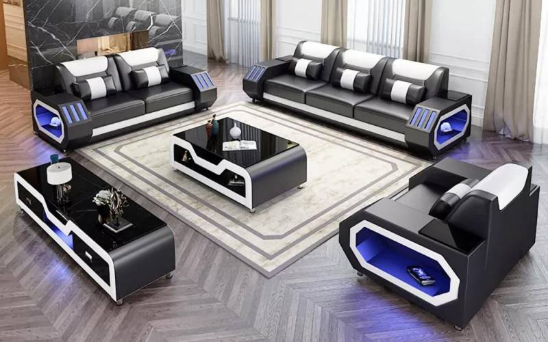 Xlmoebel Polstergarnitur Wohnzimmergarnitur 3+2+1 Sitzer Sofa + Couchtisch + Sideboard, (Sofagarnitur 3+2+1 Sitzer + Couchtisch + Sideboard), Hergestellt in Europa von Xlmoebel