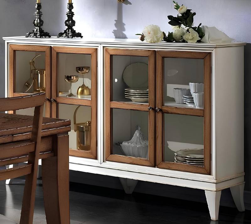 Xlmoebel Glasvitrine Neue Retro-Stil Wohnzimmer Vitrine Anrichte Kommode Kollektion (1-St., Anrichte) Hergestellt in Italy von Xlmoebel