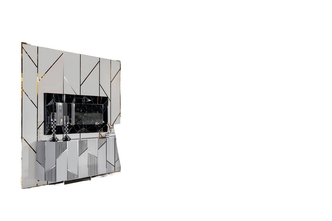 Xlmoebel Sideboard Neues Möbel-Set für das Esszimmer: Tisch mit 4 Stühlen, Anrichte und (7tlg(Tisch + 4X Stühle + Anrichte + Spiegel), Hergestellt in Europa von Xlmoebel