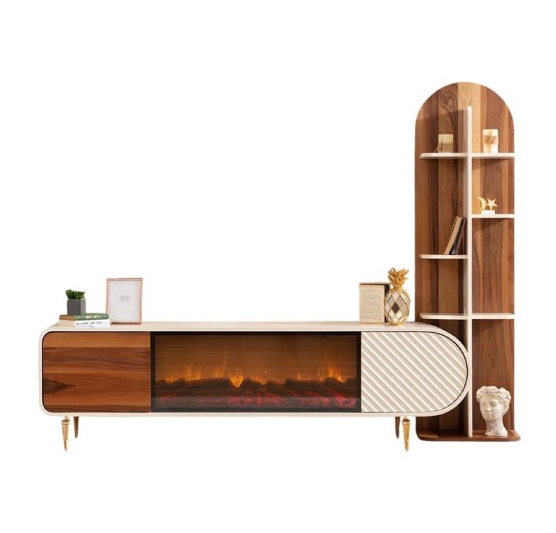 Xlmoebel TV-Board Neues Möbelstück aus Holz mit Feuer-Imitation: Kamin-Sideboard (Sideboard), Hergestellt in Europa von Xlmoebel