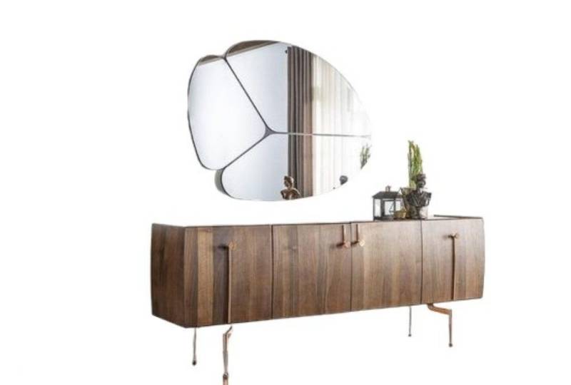 Xlmoebel Sideboard Seitenschrank Truhen Spiegelschrank Holz Braun Möbel Set (2 St., Sideboard, Spiegel), Hergestellt in Europa von Xlmoebel
