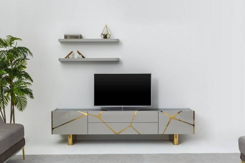 Xlmoebel Lowboard Sideboard Edelstahl Lowboard TV Ständer Fernseh Schrank Sofort (1 St), Made in Europa von Xlmoebel