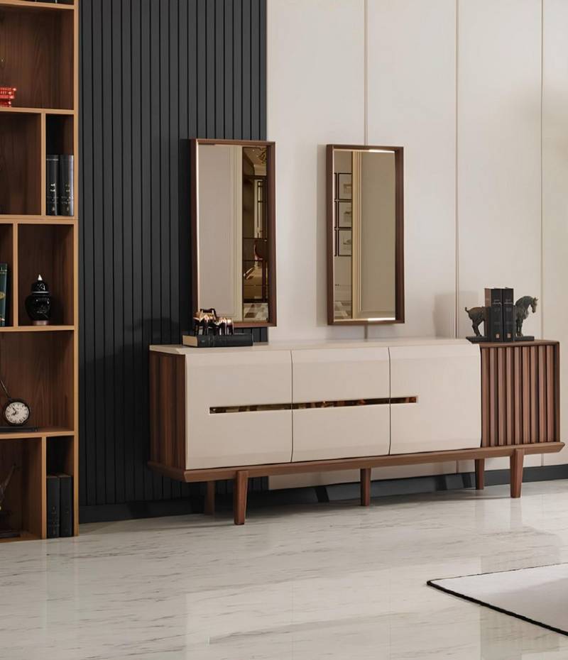 Xlmoebel Sideboard Sideboard Schubladenschrank Buffetschrank Schrank mit Schubladen (SIDEBOARD MIT SPIEGEL), Hergestellt in Europa von Xlmoebel