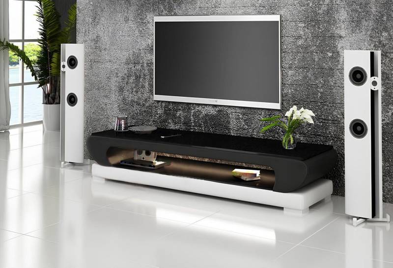 Xlmoebel Sideboard TV-Sideboard mit Leder und Glas, Fernsehschrank Designer Neu Glas 403! (1 St., Sideboard), Hergestellt in Europa von Xlmoebel