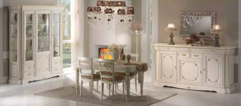 Xlmoebel Esszimmer-Set Tisch- und Stuhl-Set mit Sideboard, 7-teiliges Esszimmer-Ensemble, (7-St., Nur Esstisch + 6x Stühle + Sideboard + Vitrine), Hergestellt in Europa von Xlmoebel