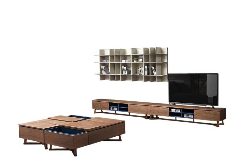 Xlmoebel Wohnzimmer-Set Wohnmöbel Schrank Zeitgemäßes Design TV-Kommode Schränke, (6-St., 2x Sideboard + 2x Wandregal + 2x Couchtisch), Hergestellt in Europa von Xlmoebel