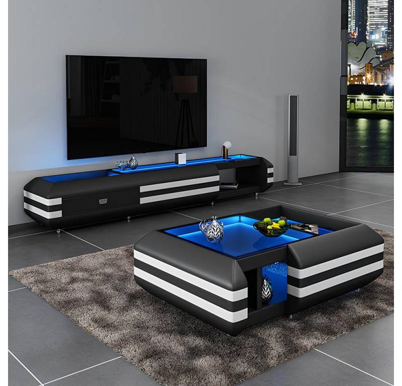 Xlmoebel Lowboard Wohnzimmermöbel Set mit LED-beleuchtetem Couchtisch (Couchtisch + Sideboard), Hergestellt in Europa von Xlmoebel