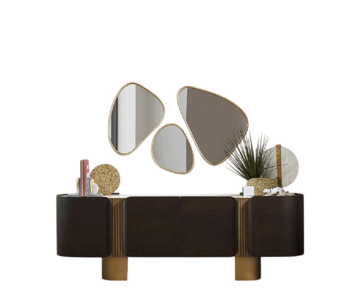 Xlmoebel Sideboard Zeitgemäßes Sideboard in Schwarz und Gold mit Designer-Spiegel und (4 St., Sideboard mit 3x Spiegel), Hergestellt in Europa von Xlmoebel