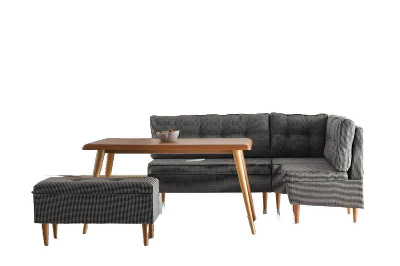 Xlmoebel Sitzbank Graue Holz-Eckbank mit Truhe für die Küche im Esszimmer (Sitzbanke), Hergestellt in Europa von Xlmoebel