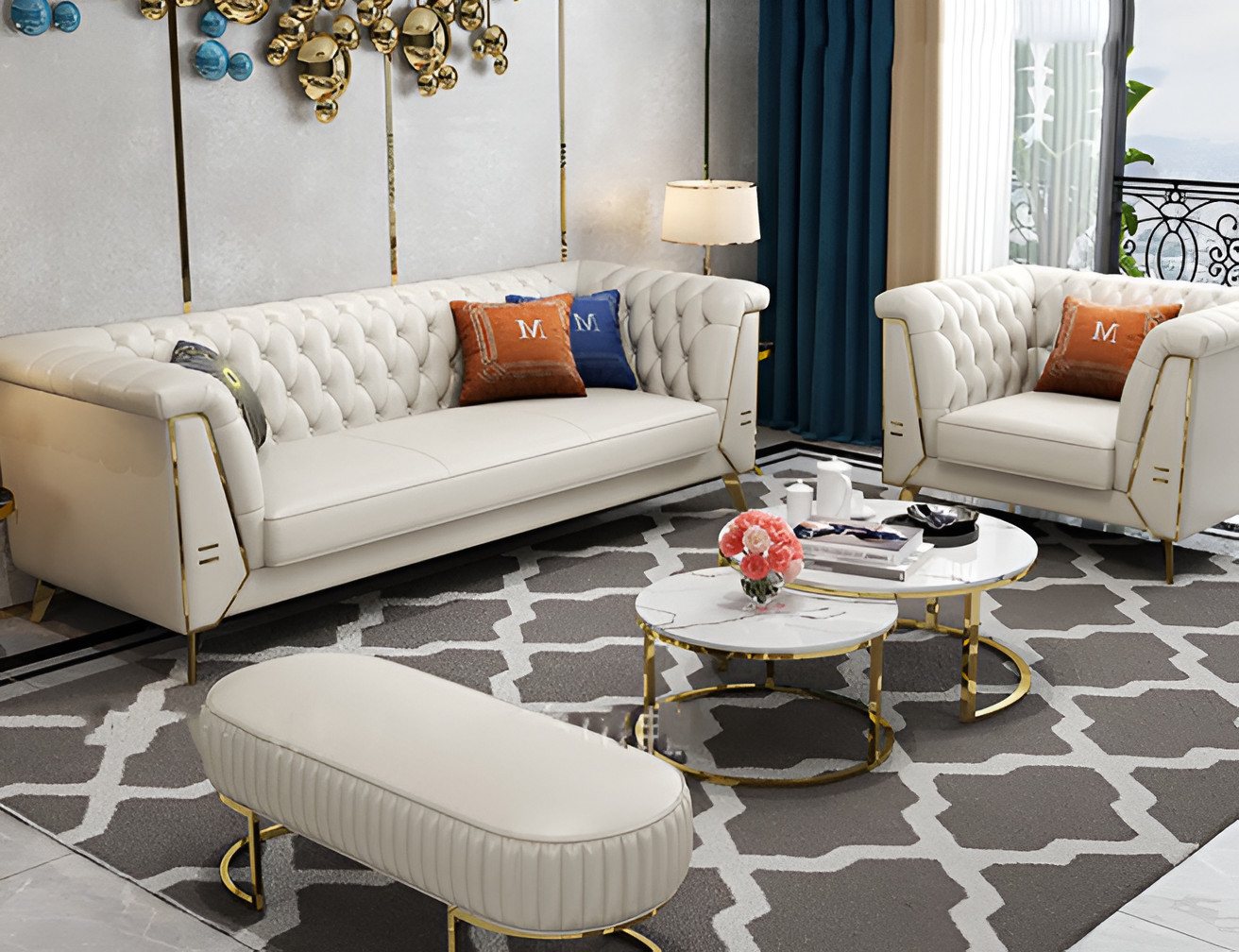 Xlmoebel Polstergarnitur Exklusive Chesterfield Sofa Garnitur 3-Sitzer und 2-Sitzer, (2-tlg., Sofagarnitur 3 + 2 - Sitzer), Hergestellt in Europa von Xlmoebel